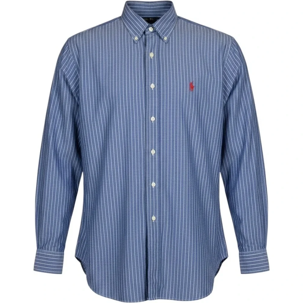 Polo Ralph Lauren Mens Blue Pinstripe Button Down L/S Shirt Classic Fit 17.5/33